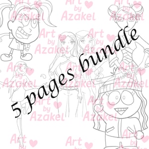 Coloring Pages (5 pieces) - Printable Digital Download PDF+JPG