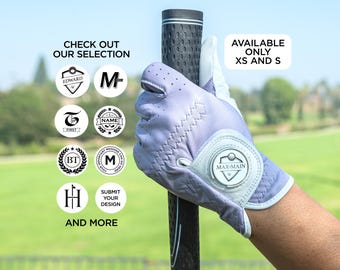 Purple women Golf Glove with Custom Ball Marker, Personalized Golf Gift, Ladies Golf Gift, Gift for Golfer, Kids Golf Glove, Premium Leather