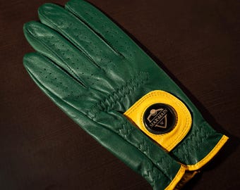 Personalized Green Leather Golf Glove with Custom Ball Marker