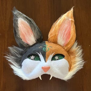 Masker lapjeskat | Kant-en-klaar | Accessoire van imitatiebont | Cosplay en Therian | Harig | Handgemaakt | Perfect voor kostuum-, maskerade- en renaissancebeurzen