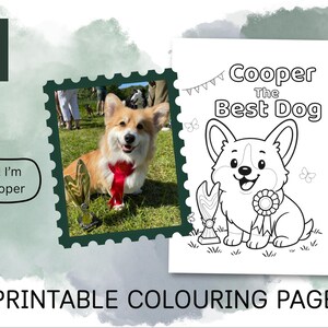 Cooper the Best Dog Colouring Page | Printable Dog Colouring Page for Kids | Corgi Colouring Page