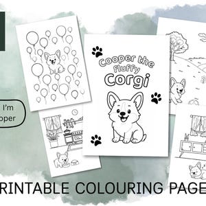 Cooper the Fluffy Corgi Colouring Pages | 6-Page Printable Dog Colouring Book for Kids