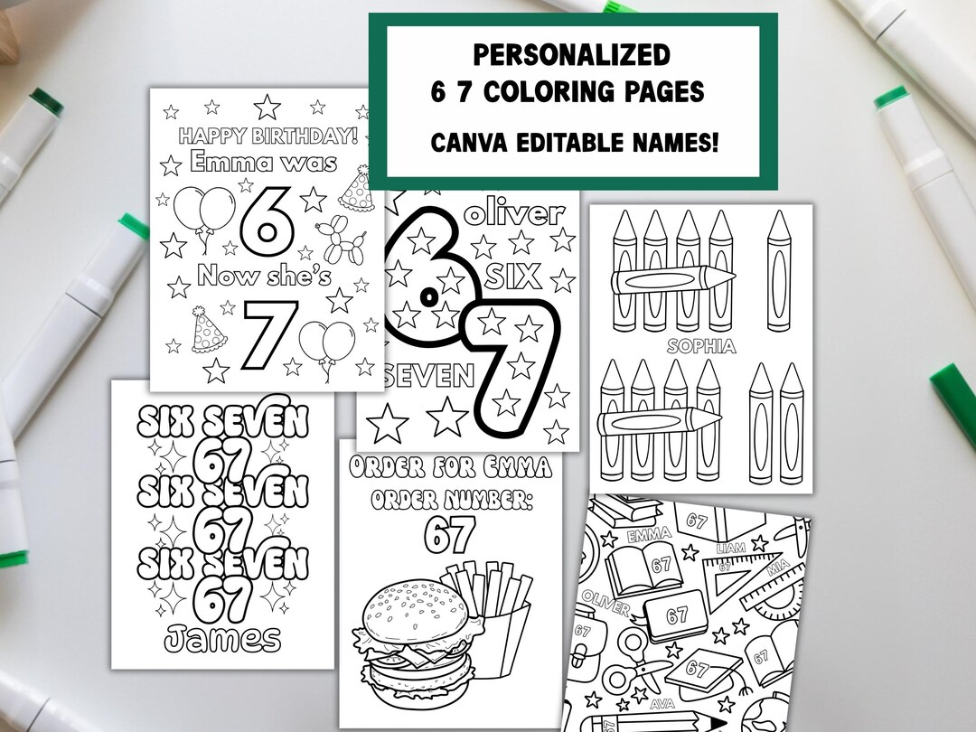 6 7 Coloring Page for Kids - Printable Custom Coloring Pages, Editable