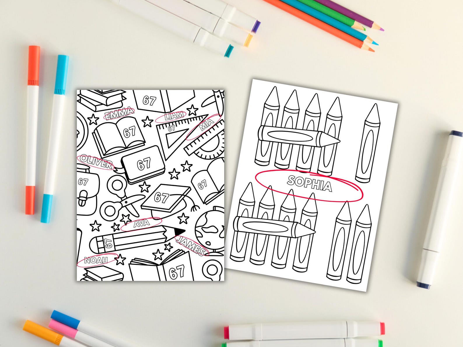 6 7 Coloring Page for Kids - Printable Custom Coloring Pages, Editable