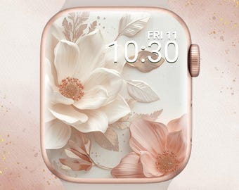 Aesthetic 3D Flower Apple Watch Wallpaper, 3D Floral Apple Watch Background, Aesthetic Apple Watch, Elegant Flower Watch, Fun 3D Apple Watch