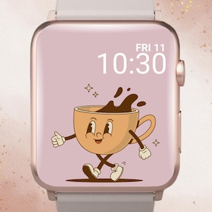 Retro Coffee Apple Watch Wallpaper, Cute Retro Apple Watch Wallpaper, Retro Apple Watch Face, Cute Coffee Apple Watch, Coffee Lover Watch