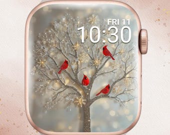 3D Winter Cardinal Apple Watch Wallpaper, Gorgeous Winter Apple Watch Face, Aesthetic Apple Watch Wallpaper, Cardinal Apple Watch Wallpaper