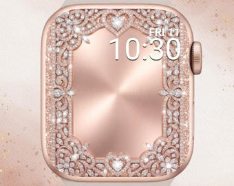 Diamond Apple Watch Wallpaper, Diamond Apple Watch Face, Glitter Apple Watch, Sparkly Apple Watch, Rose Gold Apple Watch Face, Aesthetic