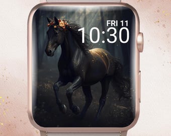 Gorgeous Horse Apple Watch Wallpaper, Floral Horse Apple Watch, Black Horse Apple Watch Face, Horse Lover Apple Watch Wallpaper, Horse Watch