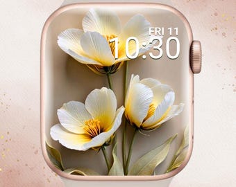3D Floral Apple Watch Wallpaper, Aesthetic 3D Floral Apple Watch, Spring Apple Watch Face, Neutral Floral Apple Watch Face, 3D Apple Watch