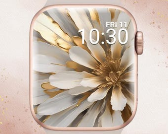 Gorgeous Gold Flower Apple Watch Wallpaper, Aesthetic Floral Apple Watch Background, Elegant Apple Watch, Elegant Flower Watch, Gold Flower