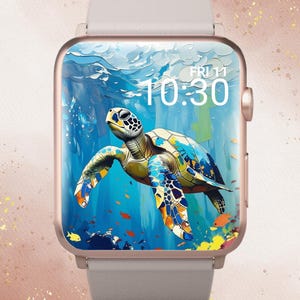 Sea Turtle Apple Watch Wallpaper, Gorgeous Sea Turtle Apple Watch, Painted Sea Turtle Apple Watch Face, Turtle Lover Apple Watch, Turtle