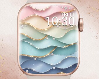 3D Waves Apple Watch Wallpaper, 3D Pastel Apple Watch, Sparkly Apple Watch Wallpaper, Diamond Apple Watch Face, Spring Apple Watch Wallpaper