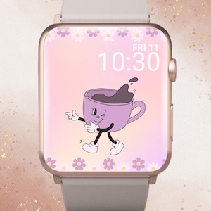 Retro Coffee Apple Watch Wallpaper, Retro Apple Watch Wallpaper, Retro Apple Watch Face, Cute Coffee Apple Watch, Coffee Lover Apple Watch