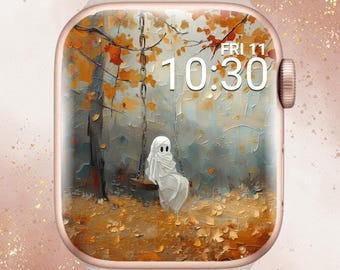 3D Ghost Apple Watch Wallpaper, Fall Apple Watch Wallpaper, Painted Fall Apple Watch Face, Ghost Apple Watch, Ghost Apple Watch, Halloween