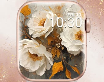 3D Flower Apple Watch Wallpaper, Gorgeous Floral Apple Watch, Minimalist Floral Apple Watch Wallpaper, White Flower Apple Watch Wallpaper
