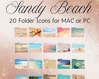 Beach Desktop Folder Icons, Sandy Beach Mac Icons, Beach PC Icons, Tropical Folder Icons, Beach Windows Icons, Beach Macbook, Summer Folders