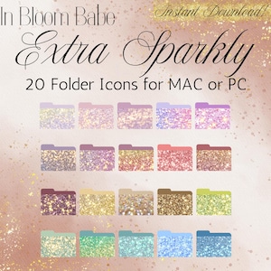Extra glittriga skrivbordsmappikoner, glittriga Mac-ikoner, glittriga PC-ikoner, glittriga mappikoner, glittriga Macbook-mappikoner, flickigt