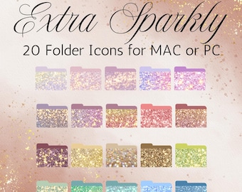 Extra Sparkly Glitter Desktop Folder Icons, Glitter Mac Icons, Glitter PC Icons, Sparkly Folder Icons, Sparkly Macbook Folder Icons, Girly