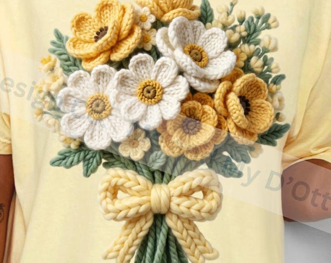Spring Bouquet PNG T-Shirt Design - PNG Cottagecore Crochet Sublimation for T-Shirts | Transparent Design