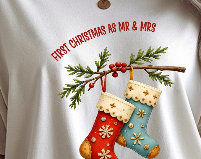 First Christmas as Mr and Mrs 2025 PNG | Holiday Sublimation Design | Christmas T-Shirt Design