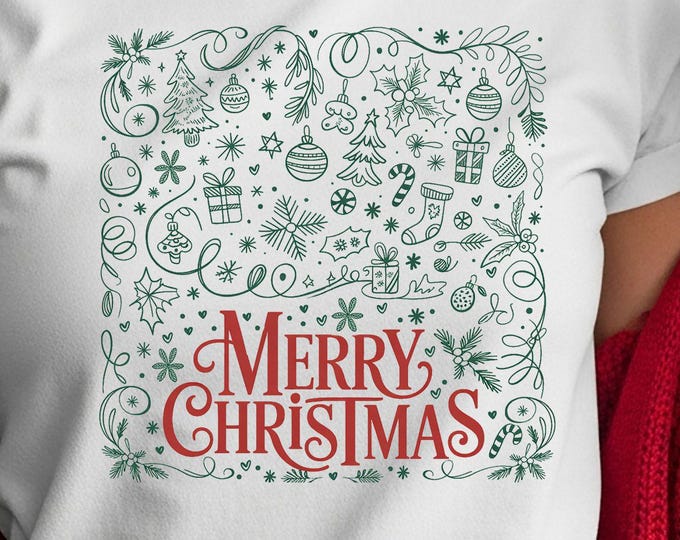 Christmas Doodle PNG | Retro Whimsical | Merry Christmas | Digital Download | Sublimation