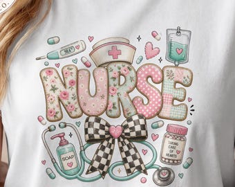 Nurse Bundle PNG & Skinny Tumbler Wrap Set | Nurse Sublimation Design | Floral Nurse PNG | Medical Tumbler Wrap PNG