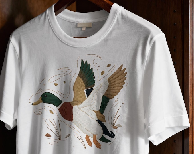 Trendy Mallard Duck PNG | Faux Quilted and Embroidered Sublimation Design | Duck Hunting | Digital Download