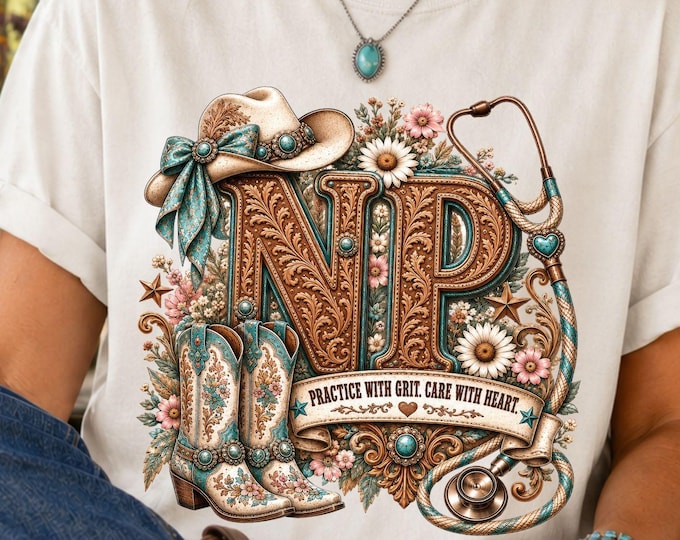 Western Nurse Practitioner PNG, NP PNG Sublimation Design, Retro Nurse Life Png, Country Nurse Gift, Medical Png Shirt Design, Download