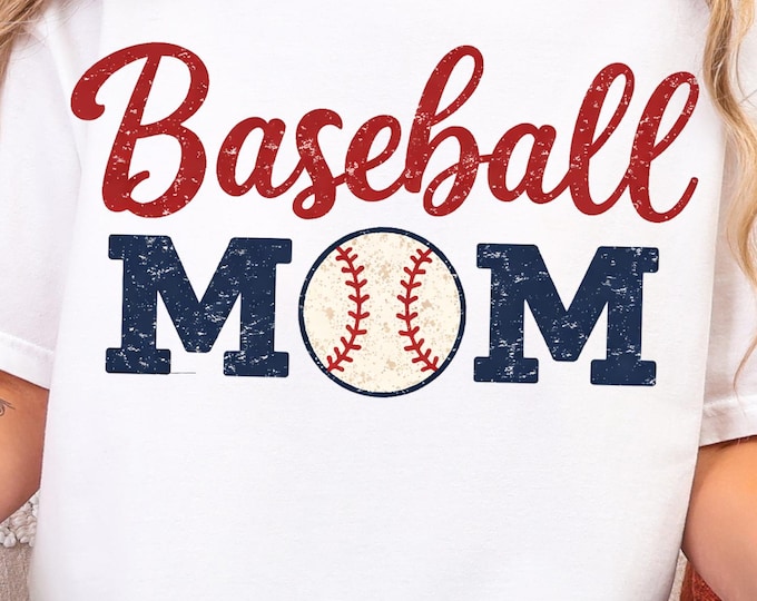 Grunge Baseball Mom T-Shirt Design | Mother's Day or Everyday Design | PNG Sublimation (Instant Download)