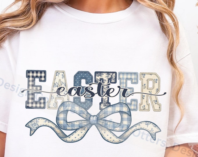Patchwork Coquette | Easter Typography| Trendy Cottage Core T-Shirt PNG | Patchwork Grandmacore Lettering.