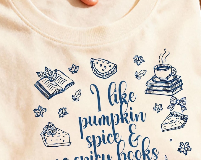 Pumpkin Spice & Spicy Books PNG Fall Doodle Collage, a Sublimation Design for those who adore all things pumpkin spice and spicy books!