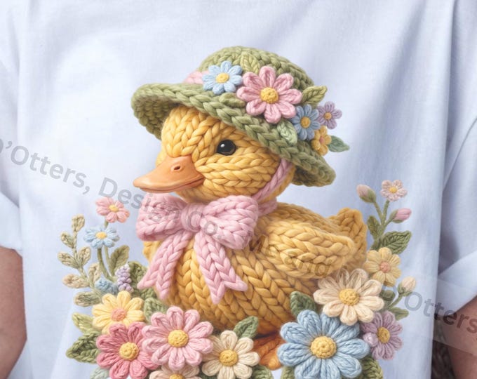 Easter Mama and Baby Chick - Faux Yarn Chunky Knit PNGs | Cottagecore Crochet PNG Sublimation for Easter Shirt Mommy and Me - BONUS Files