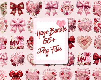 Valentine Sublimation BUNDLE | Chunky Knit Heart and Floral PNG Sublimation Designs | Valentine Bundle for Mom | Mama| Grammy | Nonna | Nana