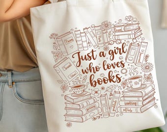 Just a Girl Who Loves Books | Doodle PNG | Retro Whimsical | Book Lovers Sublimation | Digital Download