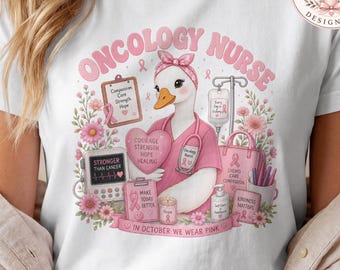 Oncology Nurse PNG Bundle, In October, We Wear Pink, Breast Cancer Awareness Nurse PNG, Sublimation Design, Pink Ribbon PNG, Bonus Stickers