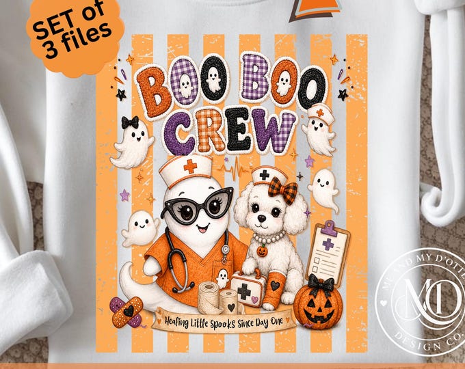 Halloween Nurse PNG, Funny Nurse Gifts, Boo Boo Crew Sublimation Bundle - School Nurse Design, Pediatric Nurse, NICU, Healthcare Halloween