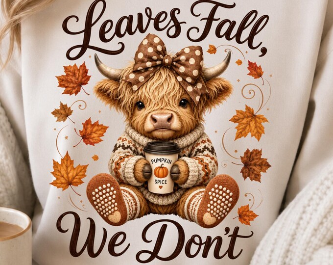 Fall Prevention | Funny Highland Cow | Coquette Highland Cow | Highland Cow Fall PNG | Coquette Fall | PNG Sublimation | Digital Download