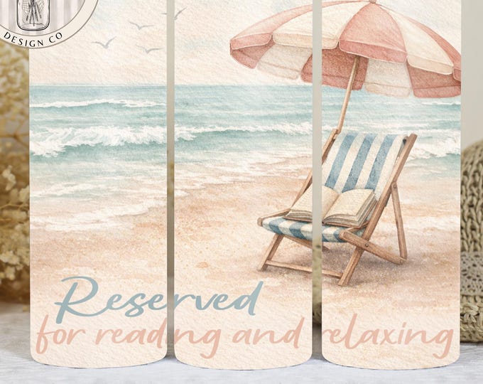 Reserved For Reading Tumbler Wrap PNG, Summer Reading Sublimation Design, 20oz Skinny Tumbler, Instant Download- BONUS Bookish Stickers