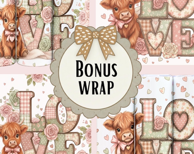 Seamless Highland Cow Tumbler Wrap | 20oz Skinny Tumbler Sublimation Design, Digital Download