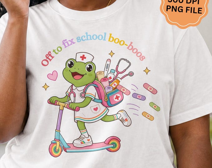 School Nurse - Funny Nurse Gifts - Nurse Frog PNG, Funny School Nurse PNG Design, Funny Nurse Shirt