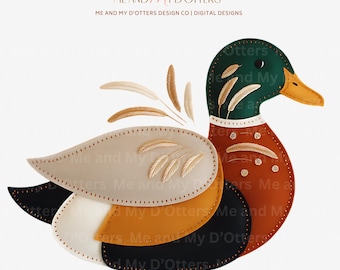 Trendy Mallard Duck PNG | Faux Applique Sublimation Design| Duck Hunting | Digital Download