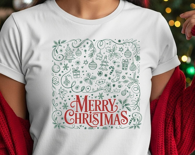 Christmas Doodle PNG | Retro Whimsical | Merry Christmas | Digital Download | Sublimation