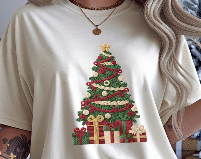 Chunky FAUX Yarn Christmas Tree PNG | Yarn Texture Holiday Sublimation Design