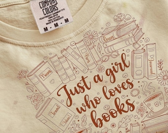 Just a Girl Who Loves Books | Doodle PNG | Retro Whimsical | Book Lovers Sublimation | Digital Download