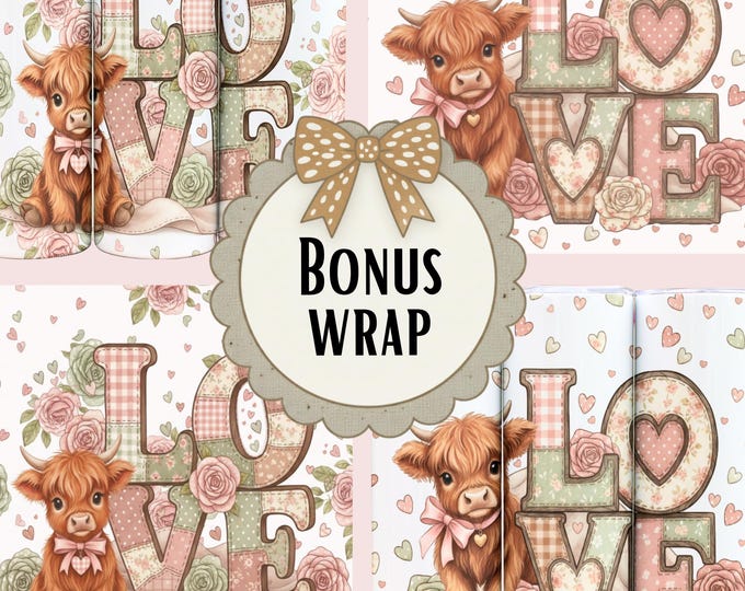 Seamless Highland Cow Tumbler Wrap | 20oz Skinny Tumbler Sublimation Design, Digital Download