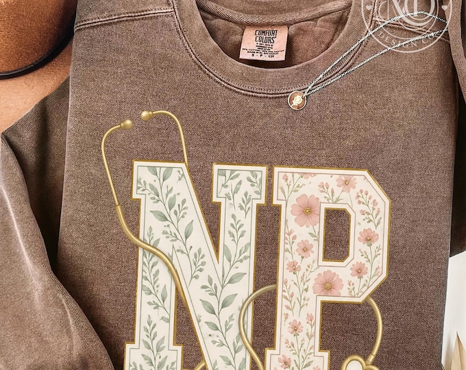 Floral Gold Stethoscope Design | Nurse Practitioner PNG Nurse Tee | Nurse Tote Bag | Graduation Gift | Digital Download