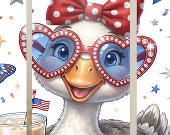 Patriotic Coquette Goose PNG Bundle, 4th of July Goose Tumbler Wrap, Americana Goose T-Shirt PNG, Coquette Goose Sublimation Design.