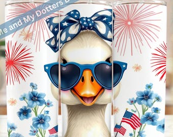 Patriotic Goose Seamless Tumbler Wrap Bundle | Coquette Bow 4th of July PNG | Cute Americana 20oz Skinny Tumbler Design Set of 3