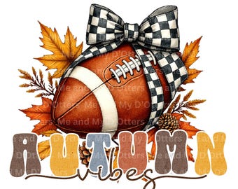 Boho Fall Football PNG: Coquette Bow, Autumn Vibes (300 dpi)